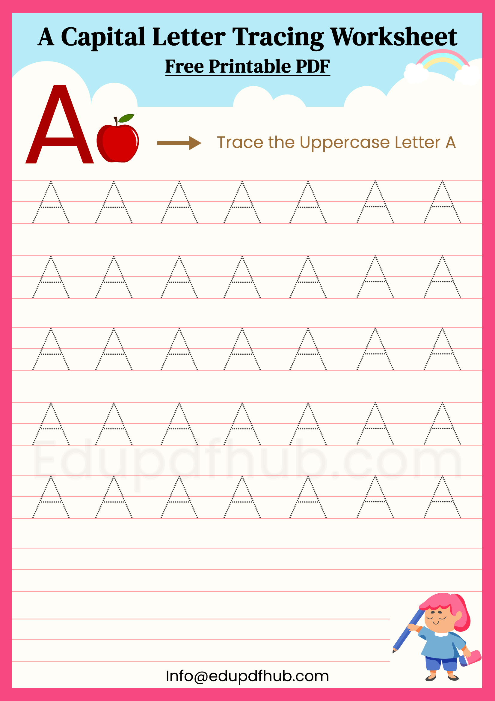A Capital Letter Tracing Worksheet Printable PDF for Kids